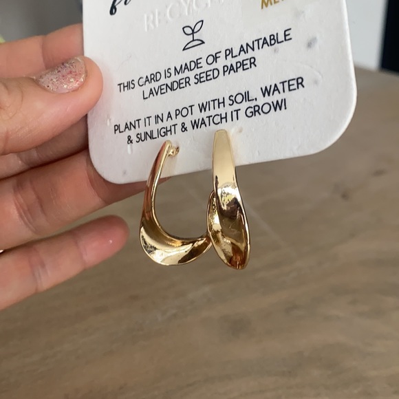 Free People Laura Recycled Earrings in Gold, lavender seed paper can be plants - Picture 3 of 6